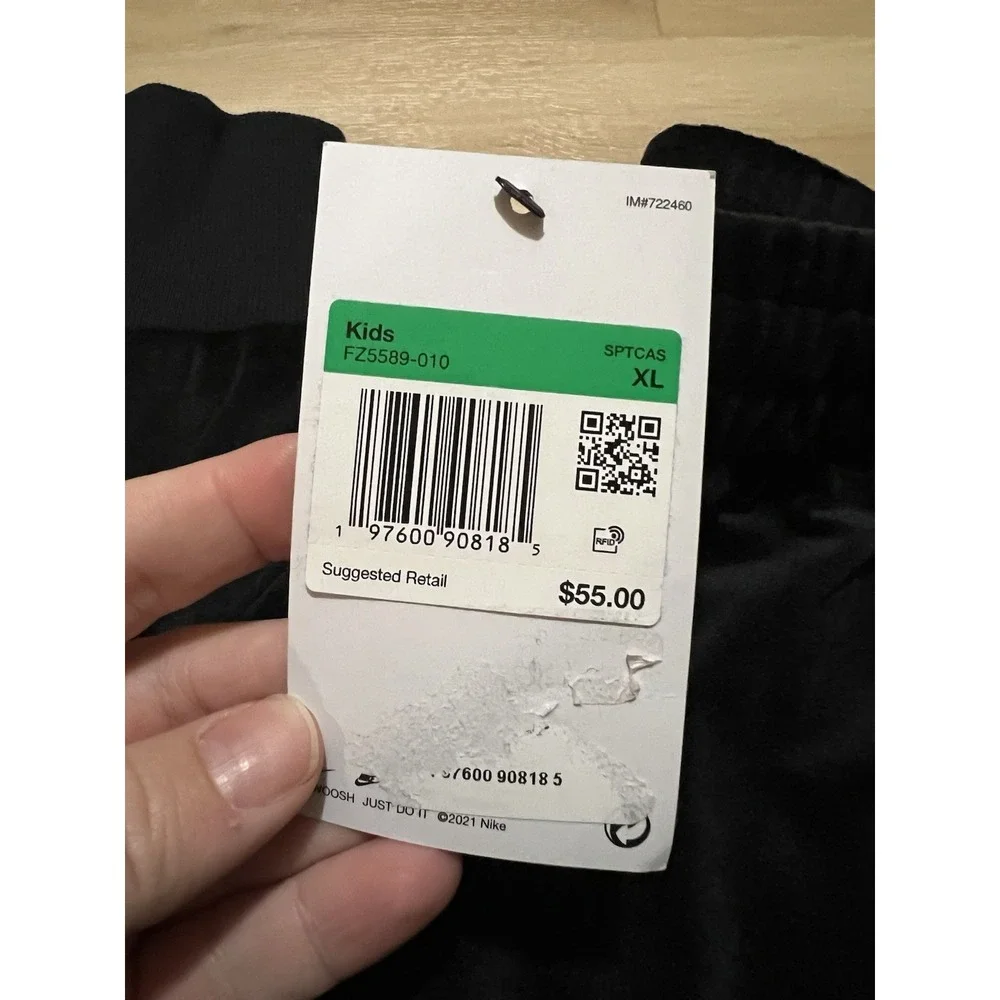 Nike Sportswear Girl's Size‎ XL Black Logo Velour Slim Fit Athletic Jogger Pants